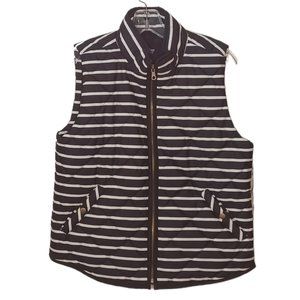 GAP Black And White Striped Quilted Vest Size Medium